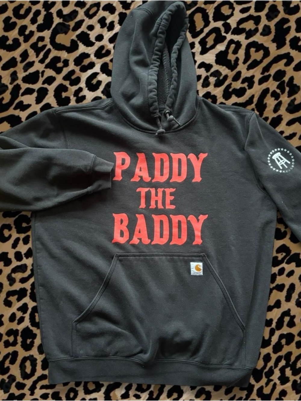 Carhartt Black Hoodie with Red Front Lettering